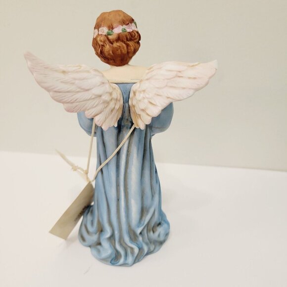 Vtg1988 Schmid B. Shackman Porcelain Red Hair Angel Figurine Blue Gown READ - Picture 5 of 7